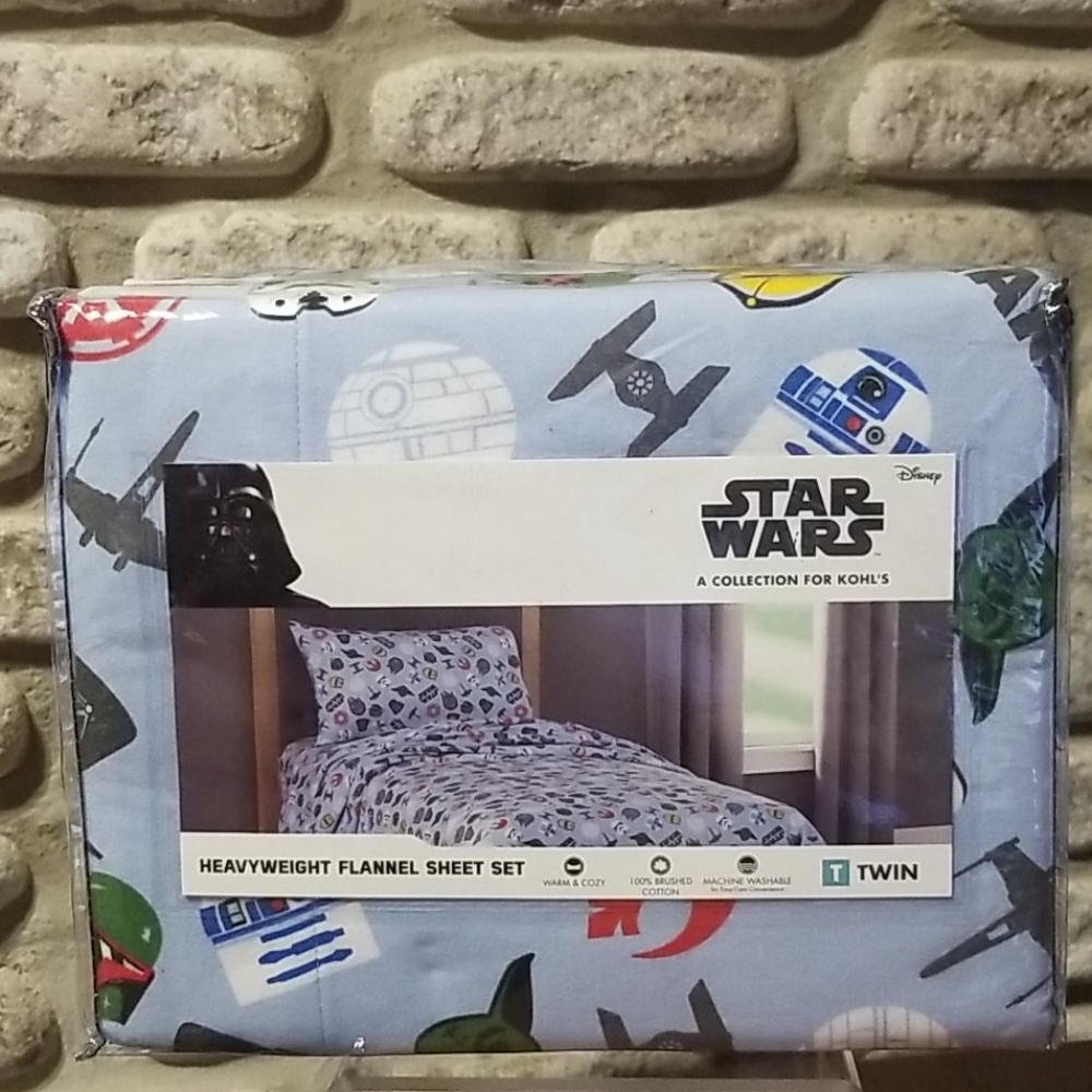 *NEW* Star Wars 100% Brushed Cotton Heavyweight Flannel 3 Piece Twin Sheet Set
